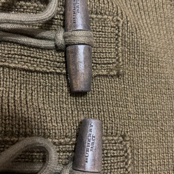 Burberry Brit Olive Green Knit Sweater with Toggle Buttons - Picture 3 of 9